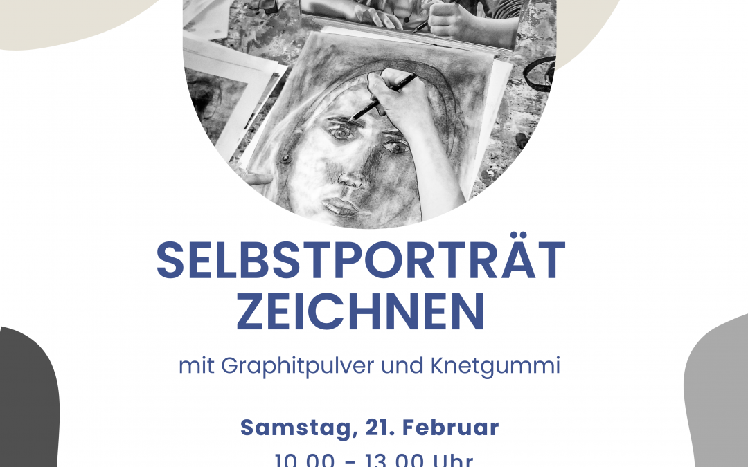 Selbstporträt zeichnen mit Graphitpulver & Knetradiergummi